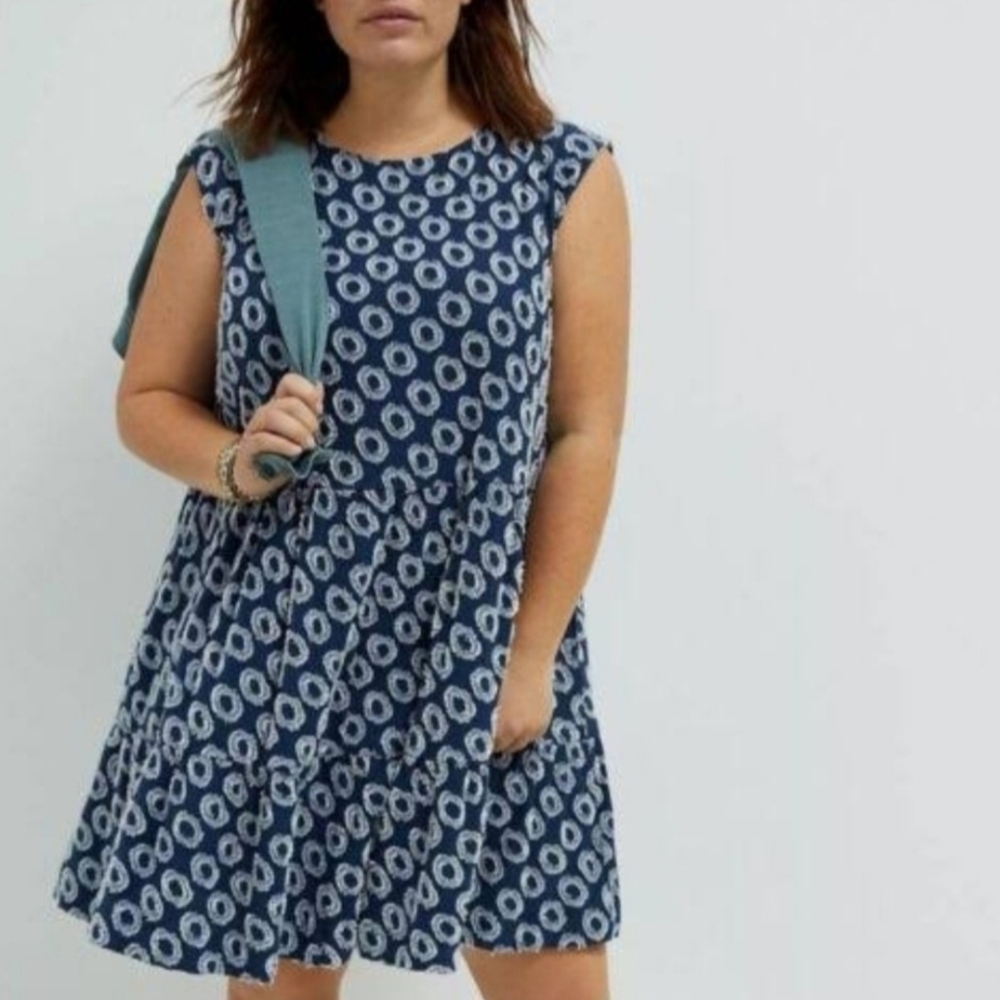 Anthropologie Maeve Blue Cap Sleeve 2X Tunic Dress